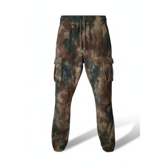 MNML Brown & Green Camo Cargo Pants L Relaxed Fit Straight Leg 100% Cotton Made - Picture 14 of 14